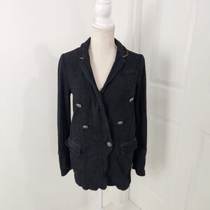 Free People Blazer Womens XS Black Twill Military Pirate Nautical Relaxed Soft